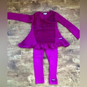 Naartjie cranberry embroidered top and leggings set size 4